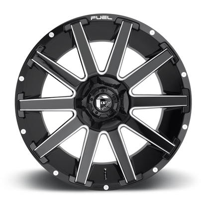Aluminum 18X9 Contra D615 Gloss Black/Milled Fuel Off Road Wheels-8