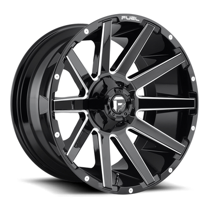 Aluminum 18X9 Contra D615 Gloss Black/Milled Fuel Off Road Wheels-3