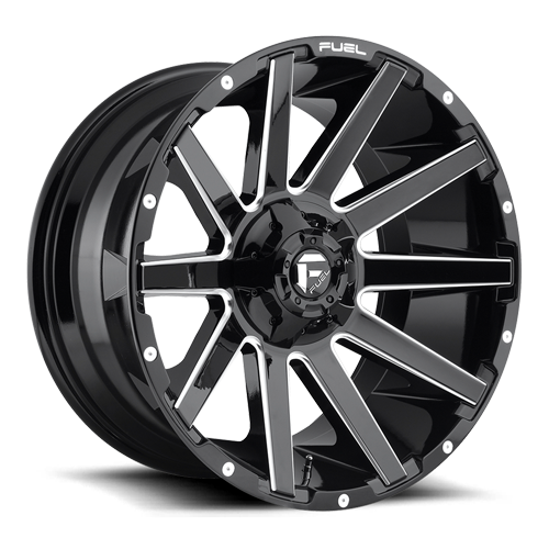 Aluminum 18X9 Contra D615 Gloss Black/Milled Fuel Off Road Wheels
