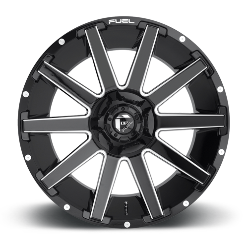 Aluminum 20X9 Contra D615 Gloss Black/Milled Fuel Off Road Wheels-20