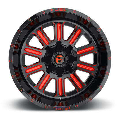 Aluminum 15X8 Hardline D621 Gloss Black/Candy Red Fuel Off Road Wheels-8