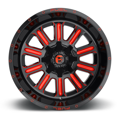 Aluminum 15X8 Hardline D621 Gloss Black/Candy Red Fuel Off Road Wheels-5
