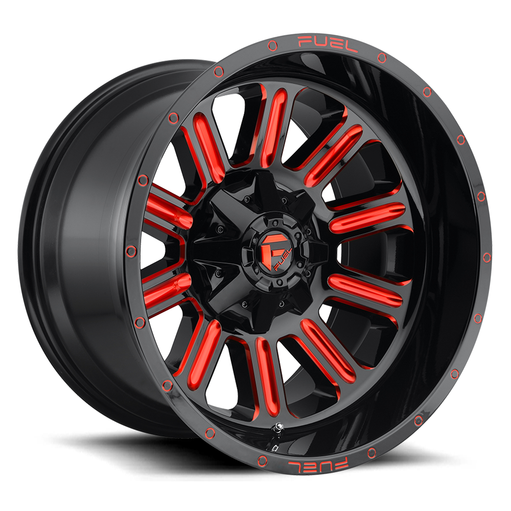 Aluminum 15X8 Hardline D621 Gloss Black/Candy Red Fuel Off Road Wheels