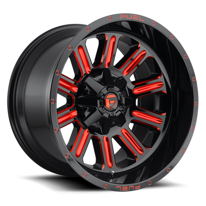 Aluminum 15X8 Hardline D621 Gloss Black/Candy Red Fuel Off Road Wheels
