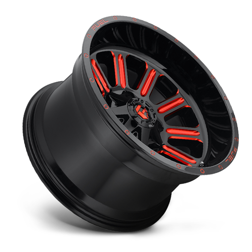 Aluminum 15X8 Hardline D621 Gloss Black/Candy Red Fuel Off Road Wheels-1