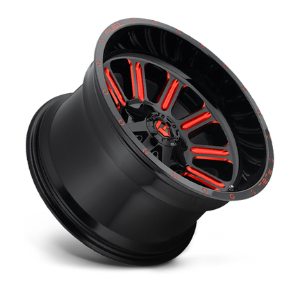 Aluminum 15X8 Hardline D621 Gloss Black/Candy Red Fuel Off Road Wheels-1