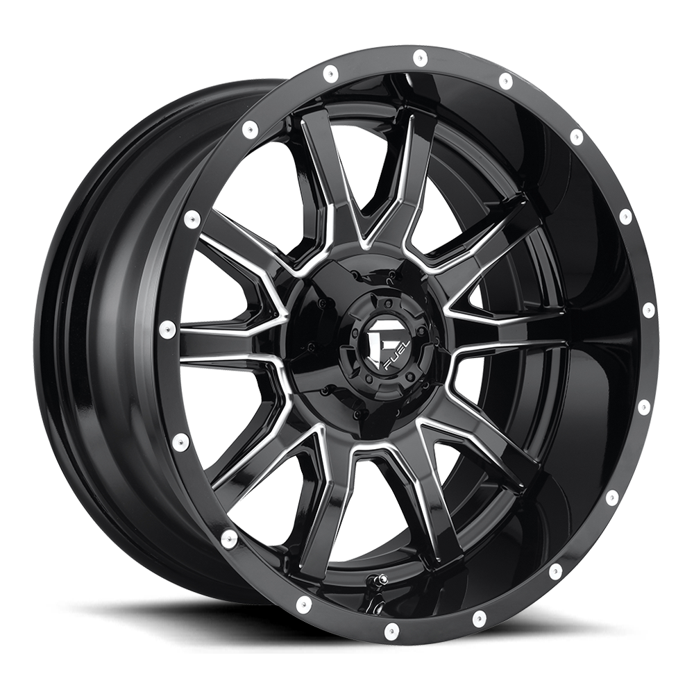 Aluminum 17X9 Vandal D627 Gloss Black/Milled Fuel Off Road Wheels