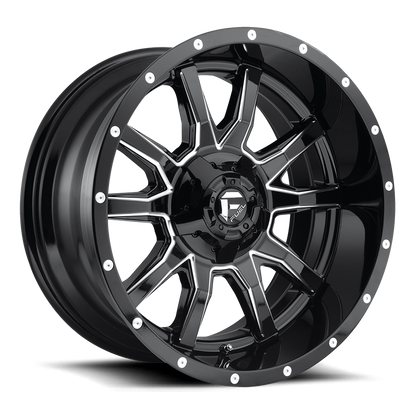 Aluminum 17X9 Vandal D627 Gloss Black/Milled Fuel Off Road Wheels