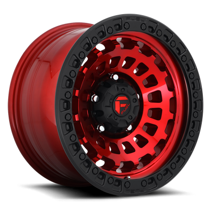 Aluminum 17X9 Zephyr D632 Candy Red W/Matte Black Ring Fuel Off Road Wheels-15