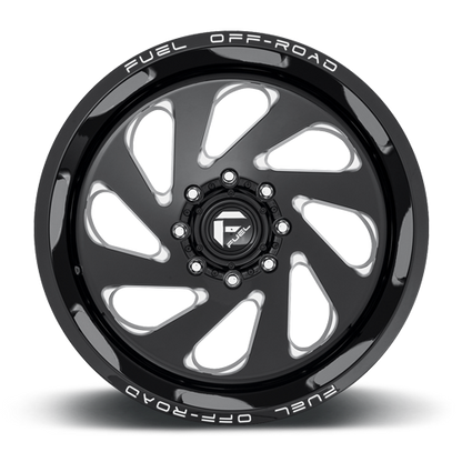 Aluminum 22X12 Vortex D637 Gloss Black Milled Fuel Off Road Wheels-14