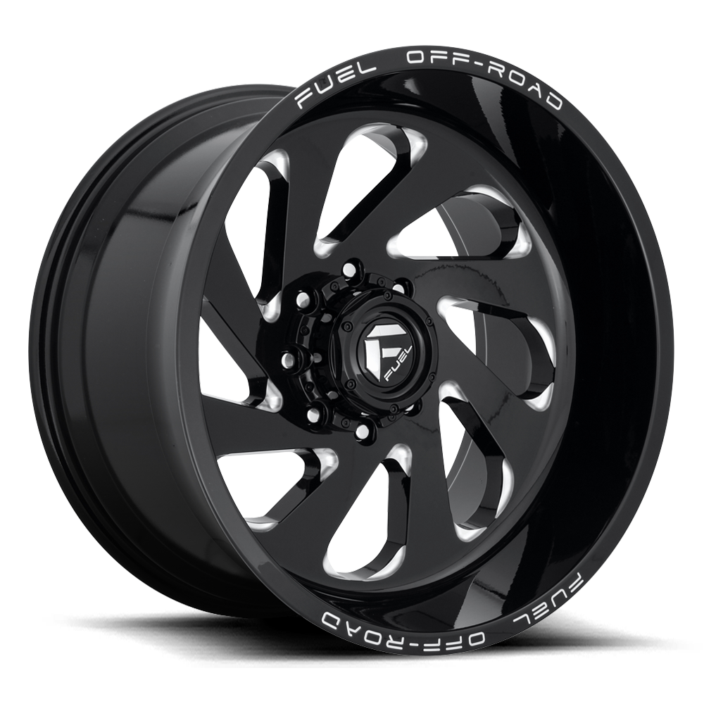 Aluminum 22X12 Vortex D637 Gloss Black Milled Fuel Off Road Wheels-3