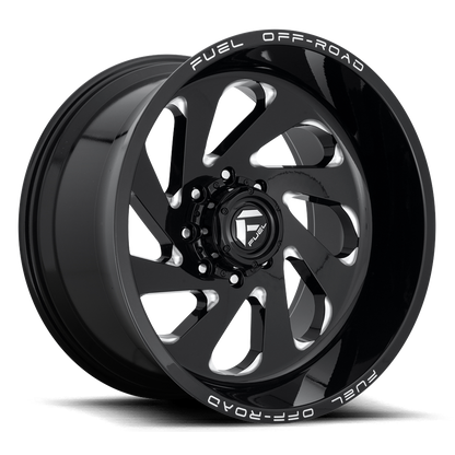 Aluminum 22X12 Vortex D637 Gloss Black Milled Fuel Off Road Wheels-3