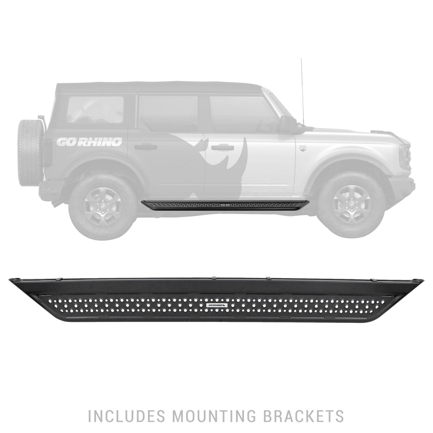 Dominator Xtreme D6 SideSteps With Mounting Bracket Kit Textured Black 2021-2025 Ford Bronco 4 Door Go Rhino-3