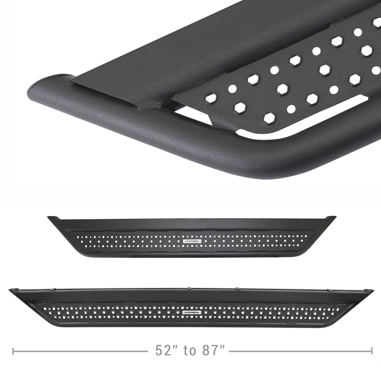 Dominator Xtreme D6 Side Steps with Rocker Panel Mounting Bracket Kit Textured Black 2015-2025 Ford F-150 2017-2026 Ford F-250/F-350 Go Rhino-2