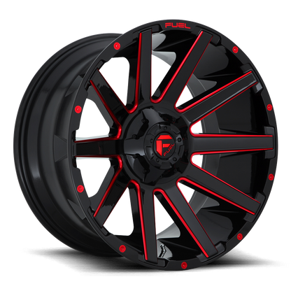 Aluminum 20X10 Contra D643 Gloss Red/Milled Fuel Off Road Wheels-9