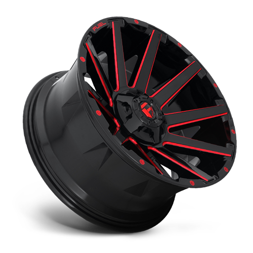 Aluminum 20X10 Contra D643 Gloss Red/Milled Fuel Off Road Wheels-10
