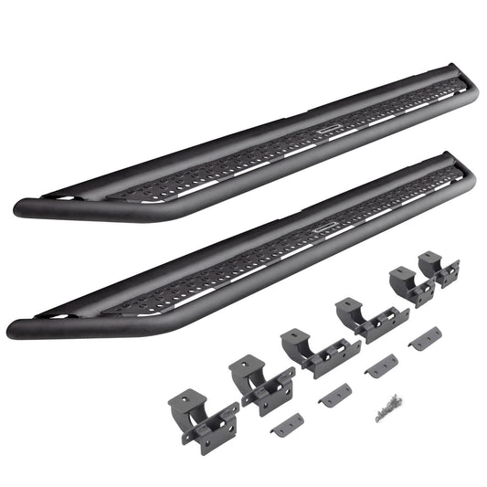 Dominator Xtreme D6 SideSteps With Mounting Bracket Kit Textured Black 2018-2026 Jeep Wrangler Go Rhino