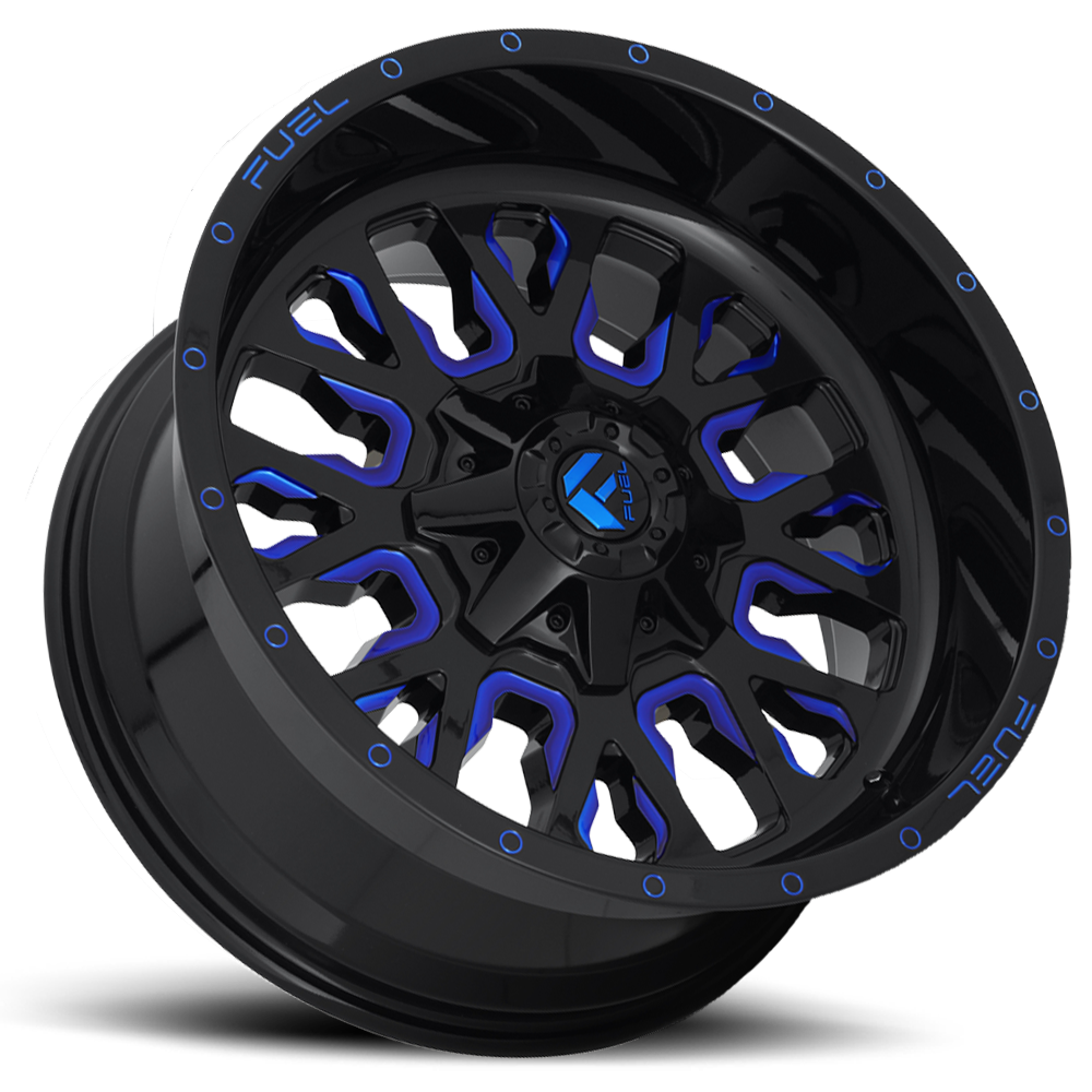 Aluminum 18X9 Stroke D645 Gloss Blue/Milled Fuel Off Road Wheels-22