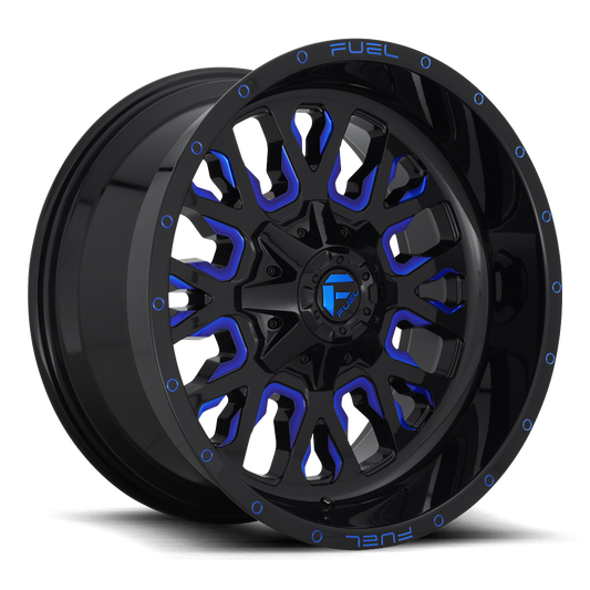 Aluminum 20X10 Stroke D645 Gloss Blue/Milled Fuel Off Road Wheels