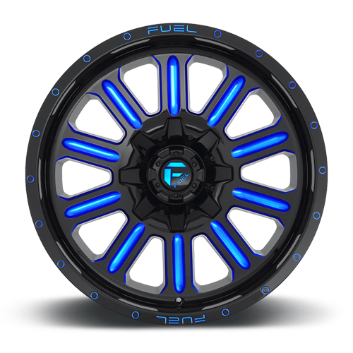 Aluminum 18X9 Hardline D646 Gloss Black/Candy Blue Fuel Off Road Wheels-5