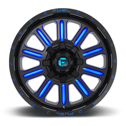 Aluminum 18X9 Hardline D646 Gloss Black/Candy Blue Fuel Off Road Wheels-5