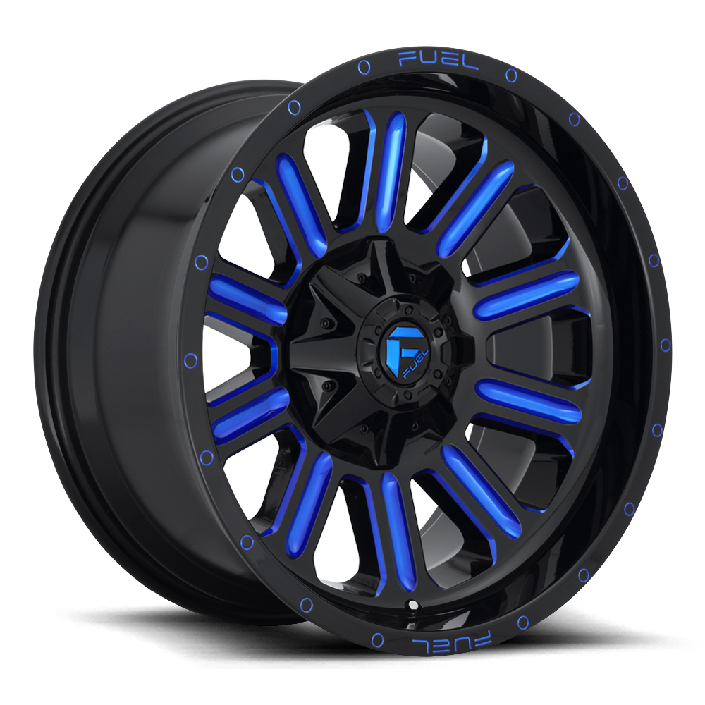 Aluminum 18X9 Hardline D646 Gloss Black/Candy Blue Fuel Off Road Wheels