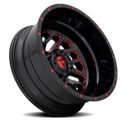 Dually 20X8.25 Triton Dually D656 Gloss Black Red Tinted Clear Fuel Off Road Wheels-13