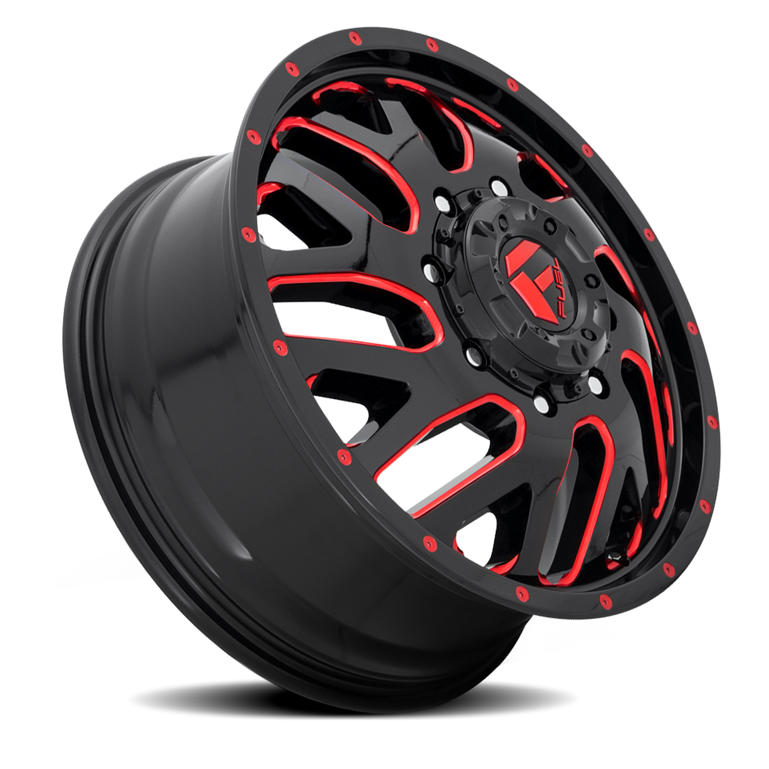 Dually 20X8.25 Triton Dually D656 Gloss Black Red Tinted Clear Fuel Off Road Wheels-16