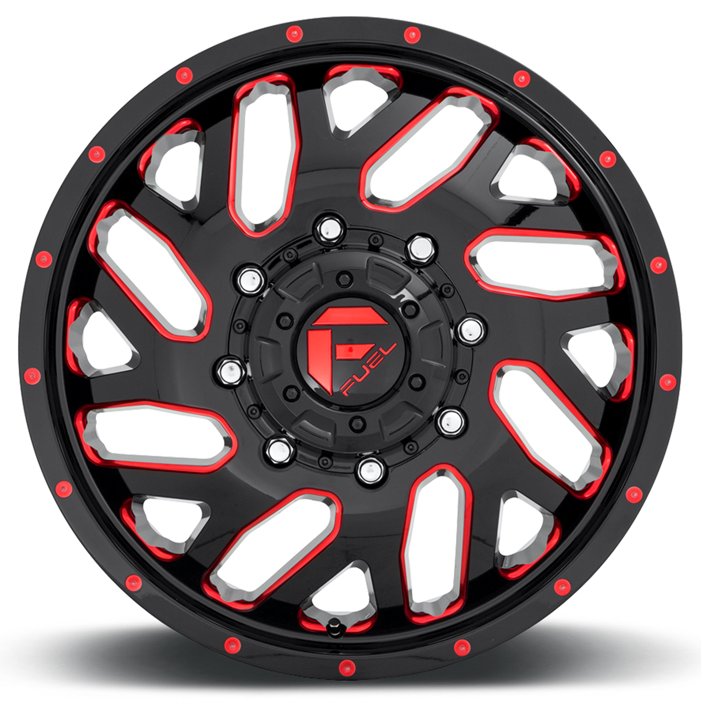 Dually 20X8.25 Triton Dually D656 Gloss Black Red Tinted Clear Fuel Off Road Wheels-17