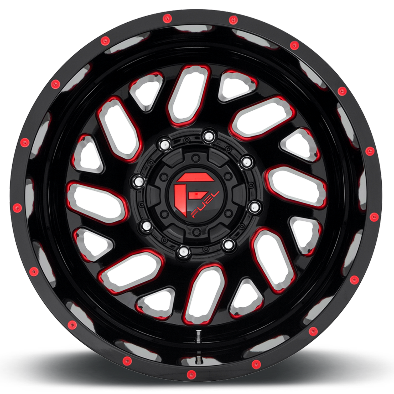 Dually 20X8.25 Triton Dually D656 Gloss Black Red Tinted Clear Fuel Off Road Wheels-8