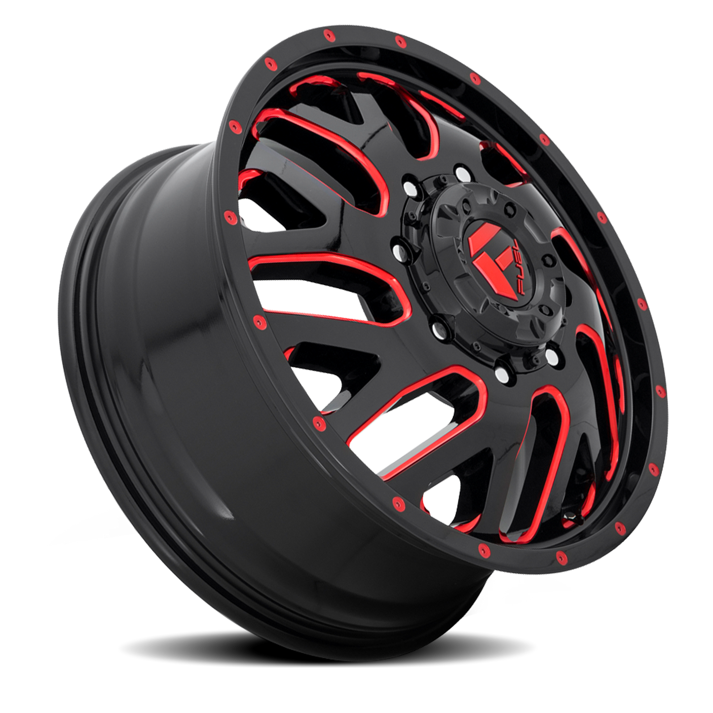 Dually 20X8.25 Triton Dually D656 Gloss Black Red Tinted Clear Fuel Off Road Wheels-10