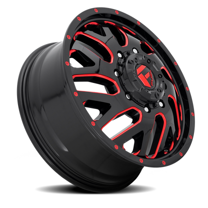 Dually 20X8.25 Triton Dually D656 Gloss Black Red Tinted Clear Fuel Off Road Wheels-10