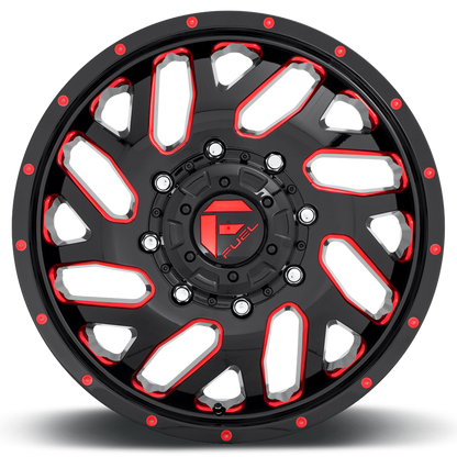 Dually 20X8.25 Triton Dually D656 Gloss Black Red Tinted Clear Fuel Off Road Wheels-11
