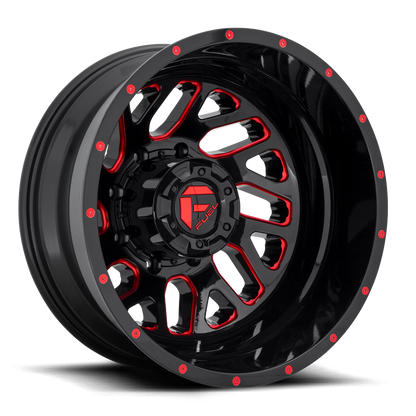 Dually 20X8.25 Triton Dually D656 Gloss Black Red Tinted Clear Fuel Off Road Wheels