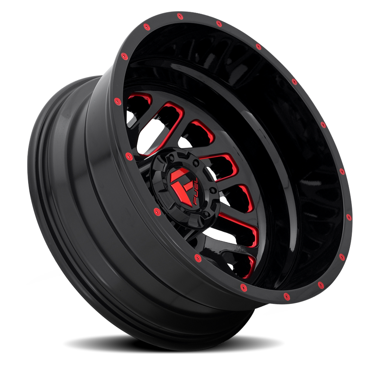 Dually 20X8.25 Triton Dually D656 Gloss Black Red Tinted Clear Fuel Off Road Wheels-1