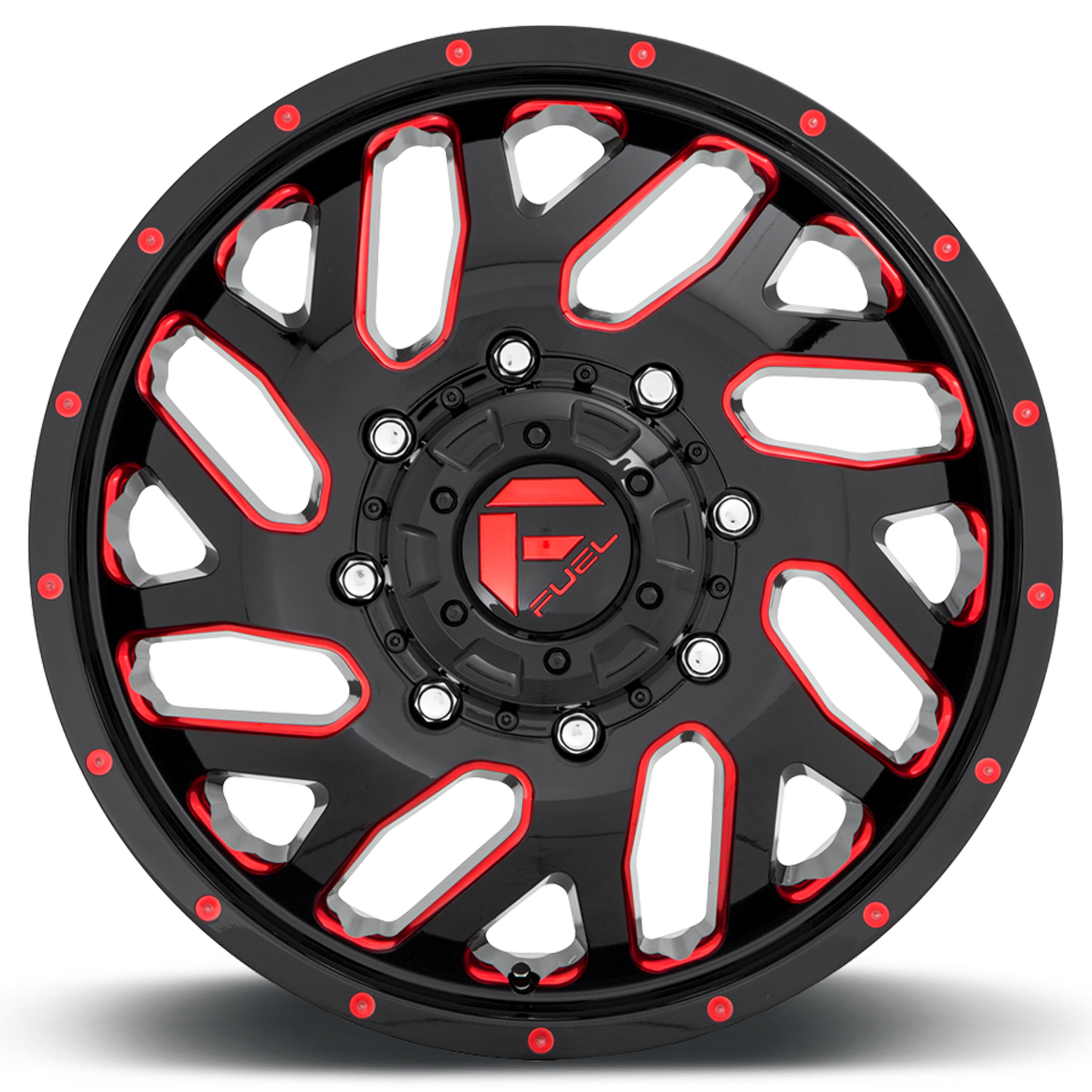Dually 20X8.25 Triton Dually D656 Gloss Black Red Tinted Clear Fuel Off Road Wheels-5