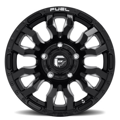 Aluminum 17X9 Blitz D673 Gloss Black Milled Fuel Off Road Wheels-17
