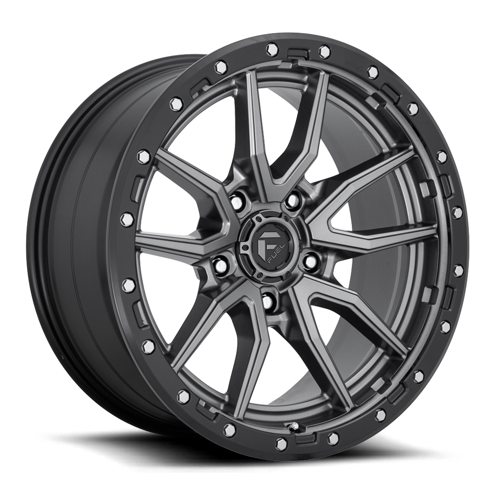 Aluminum 17X9 Rebel D680 Matte Gunmetal Gray Black Bead Ring Fuel Off Road Wheels-24