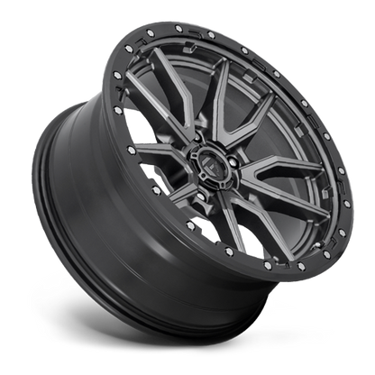 Aluminum 17X9 Rebel D680 Matte Gunmetal Gray Black Bead Ring Fuel Off Road Wheels-25