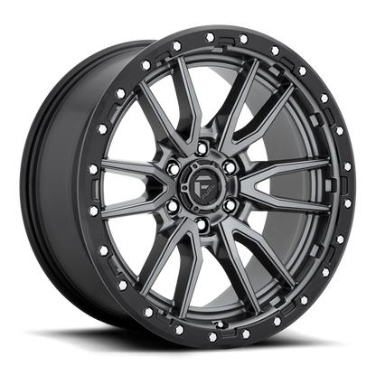 Aluminum 17X9 Rebel D680 Matte Gunmetal Gray Black Bead Ring Fuel Off Road Wheels-15