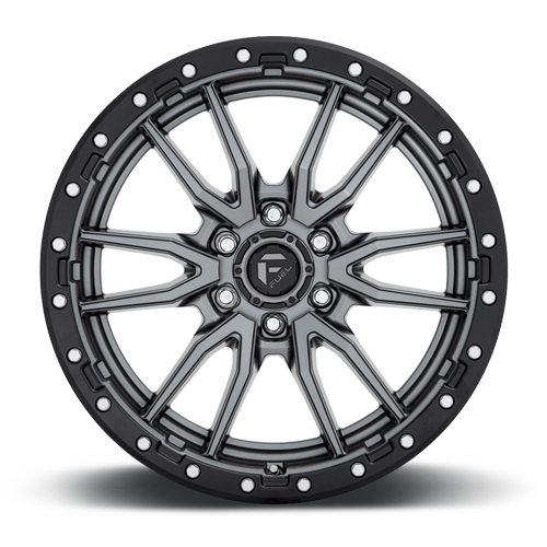 Aluminum 17X9 Rebel D680 Matte Gunmetal Gray Black Bead Ring Fuel Off Road Wheels-17