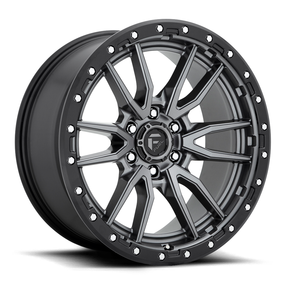 Aluminum 17X9 Rebel D680 Matte Gunmetal Gray Black Bead Ring Fuel Off Road Wheels