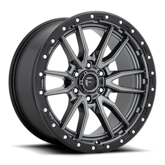 Aluminum 17X9 Rebel D680 Matte Gunmetal Gray Black Bead Ring Fuel Off Road Wheels
