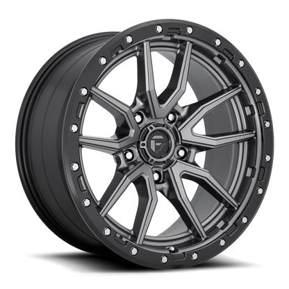 Aluminum 20X9 Rebel D680 Matte Gunmetal Gray Black Bead Ring Fuel Off Road Wheels
