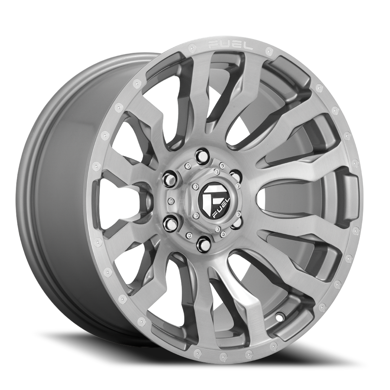 Aluminum 20X10 Blitz D693 Brushed Gunmetal Gray Tinted Clear Fuel Off Road Wheels