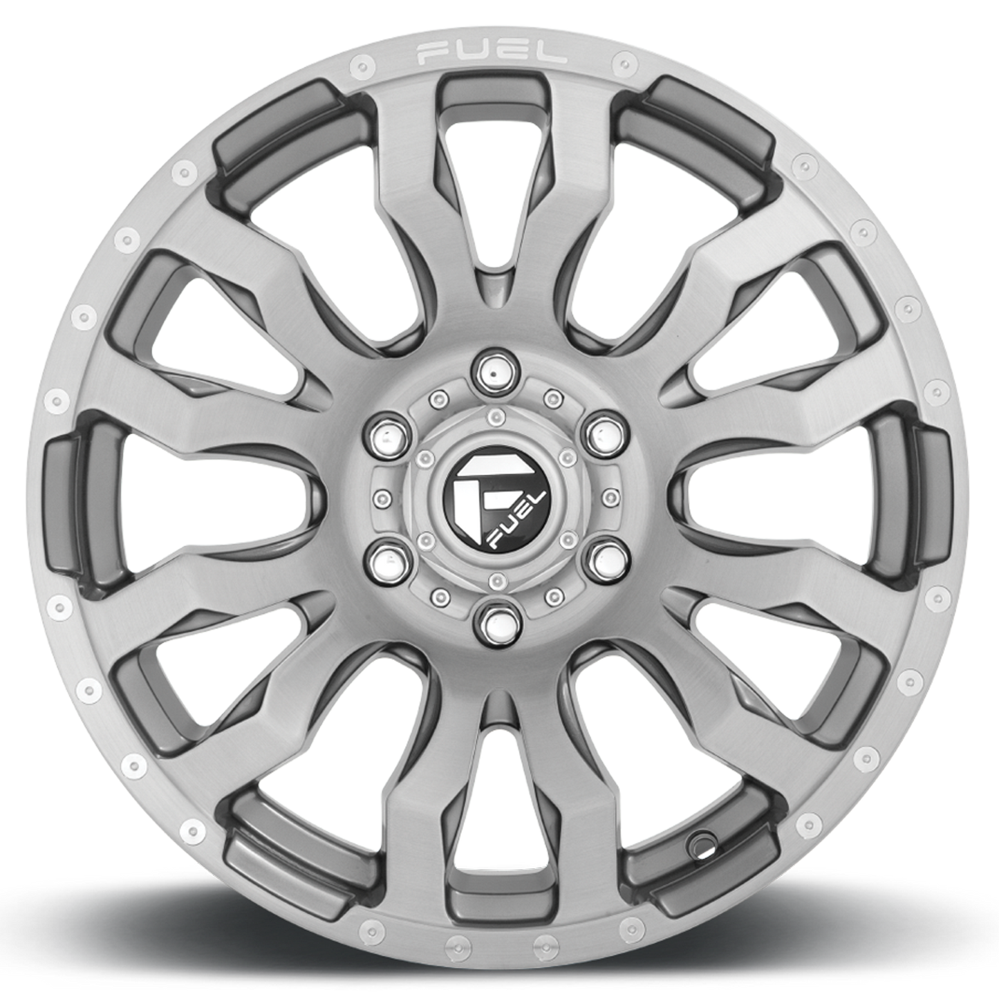 Aluminum 20X10 Blitz D693 Brushed Gunmetal Gray Tinted Clear Fuel Off Road Wheels-2