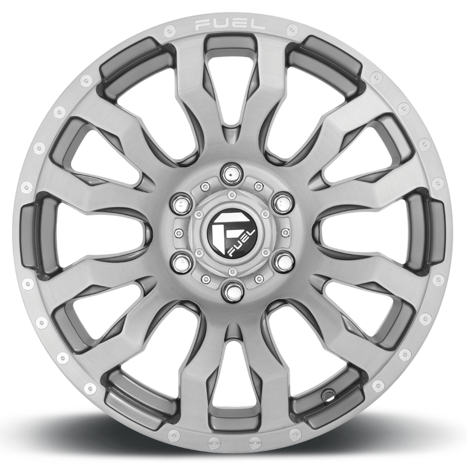 Aluminum 20X10 Blitz D693 Brushed Gunmetal Gray Tinted Clear Fuel Off Road Wheels-2