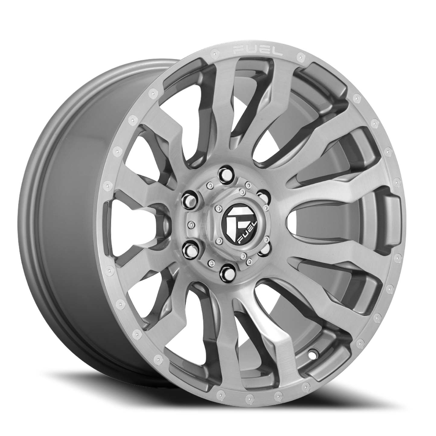 Aluminum 20X8.25 Blitz D693 Brushed Gunmetal Gray Tinted Clear Fuel Off Road Wheels-3