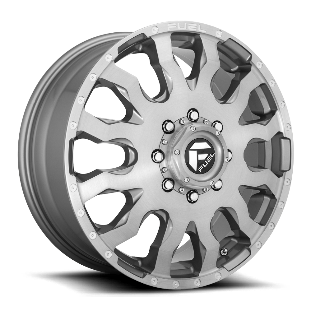 Dually 20X8.25 Blitz Dually D693 Brushed Gunmetal Gray Tinted Clear Fuel Off Road Wheels-15