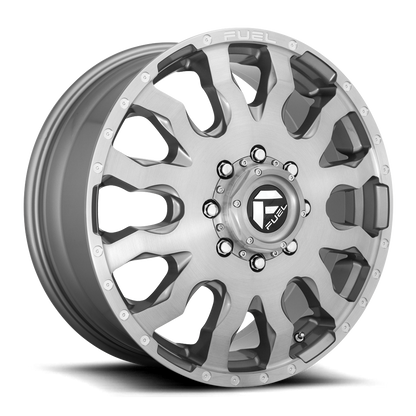 Dually 20X8.25 Blitz Dually D693 Brushed Gunmetal Gray Tinted Clear Fuel Off Road Wheels-6